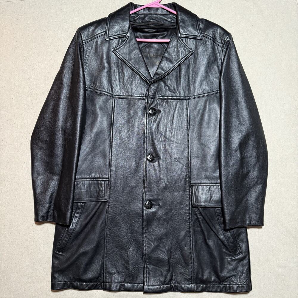 Vintage EXCELLED Leather Motorcycle Jacket Zip Lined 42 Tall USA Union Made!